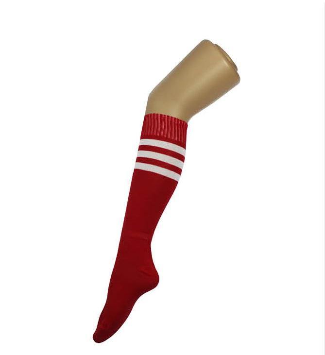 Adult Red Sports Socks With White Stripe