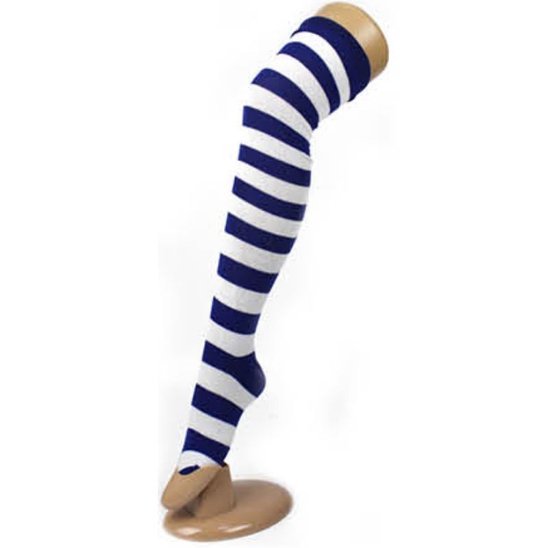 Dark Blue with Whtie Over The Knee Socks