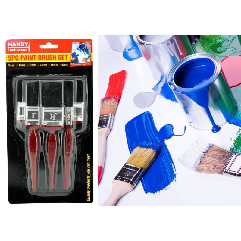 5 Pack Assorted Size Paint Brush Set