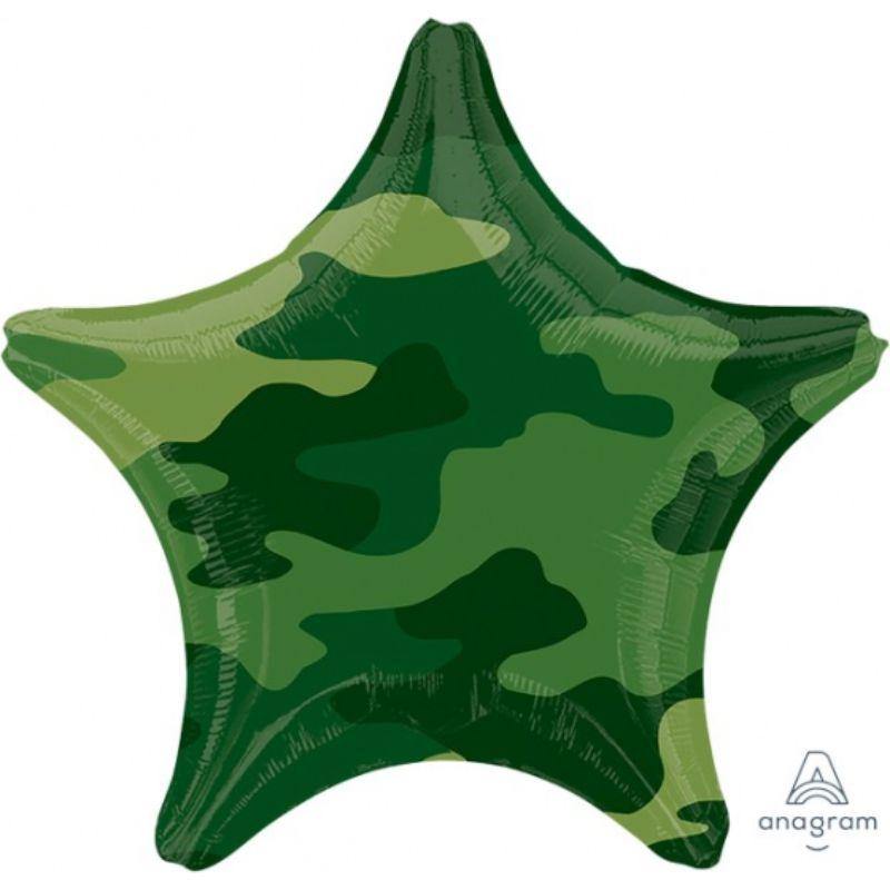 Camouflage Star Foil Balloon - 45cm - The Base Warehouse