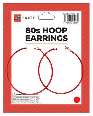 Red 80s Hoop Earrings - The Base Warehouse