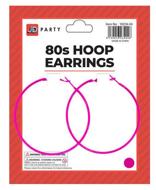 Hot Pink 80s Hoop Earrings - The Base Warehouse