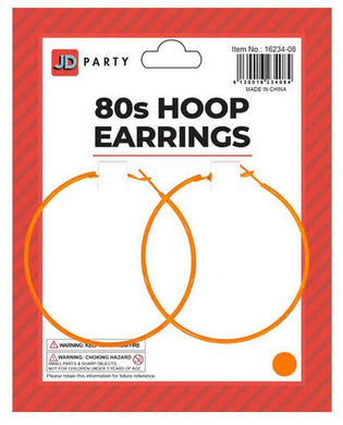 Orange 80s Hoop Earrings - The Base Warehouse