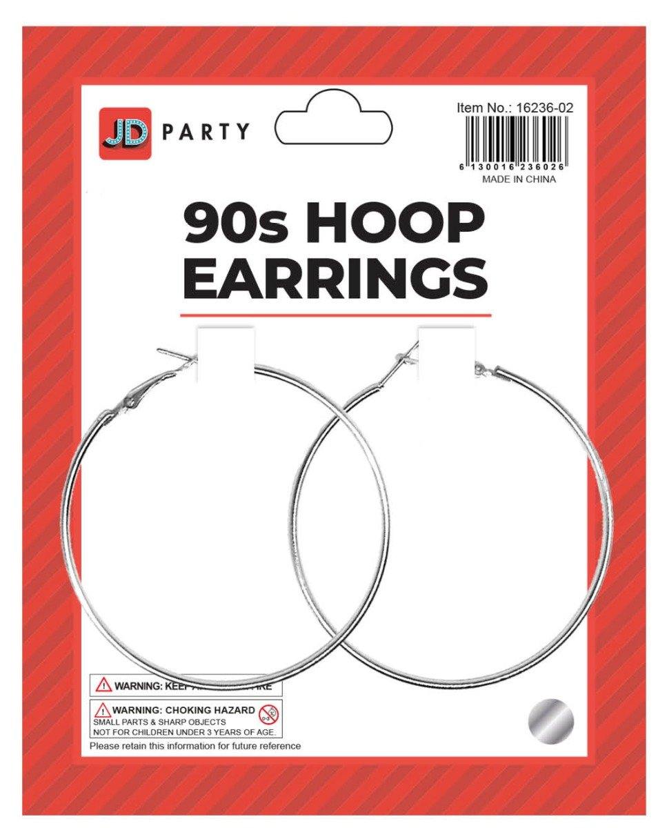 Silver 90s Hoop Earrings - The Base Warehouse