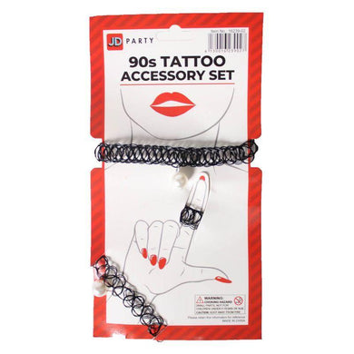 Pearl 90s Tattoo Choker, Ring, Bracelet Set - The Base Warehouse