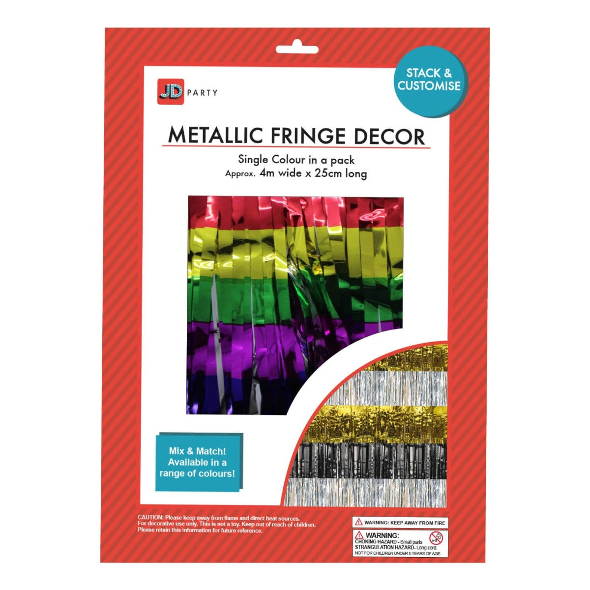 Rainbow Metallic Fringe Decor - 4m x 25cm