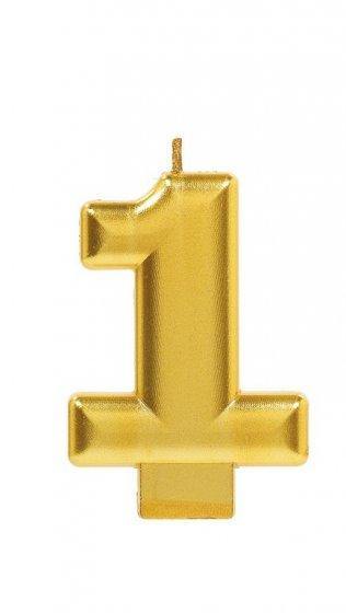 Gold Metallic Numeral 1 Candle - The Base Warehouse
