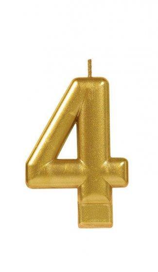 Gold Metallic Numeral 4 Candle - The Base Warehouse