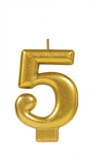 Gold Metallic Numeral 5 Candle - The Base Warehouse