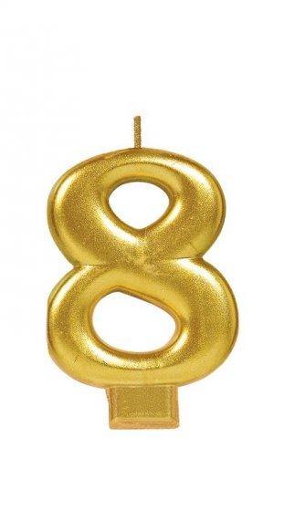Gold Metallic Numeral 8 Candle - The Base Warehouse