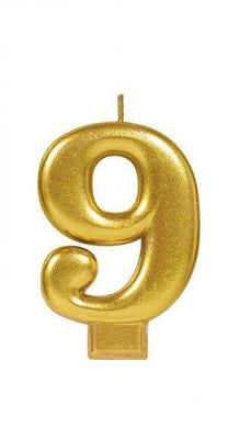 Gold Metallic Numeral 9 Candle - The Base Warehouse