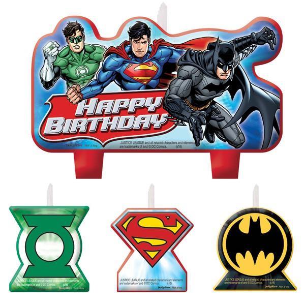 4 Piece Justice League Happy Birthday Candle Set - The Base Warehouse