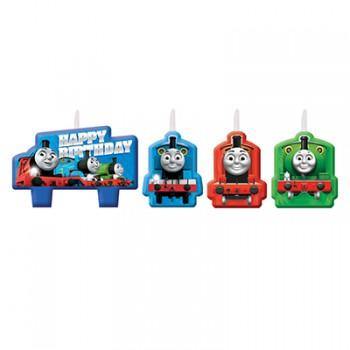 4 Pack Thomas All Aboard Candle Set with Happy Birthday Text