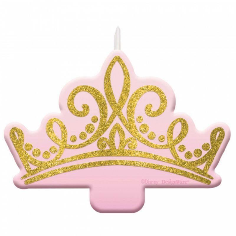 Disney Princess Once Upon A Time Glittered Crown Candle - 6cm x 9cm