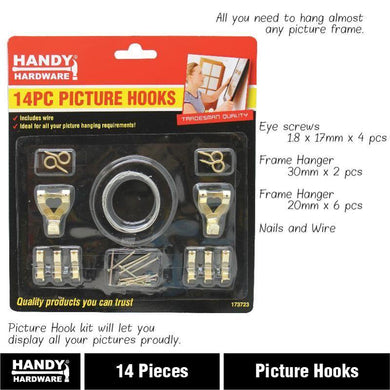 14 Pieces Picture Hooks with Wire - The Base Warehouse