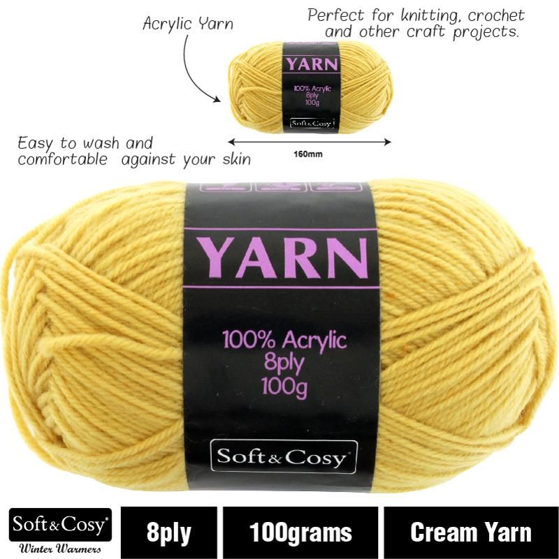Cream Acrylic Yarn - 100g