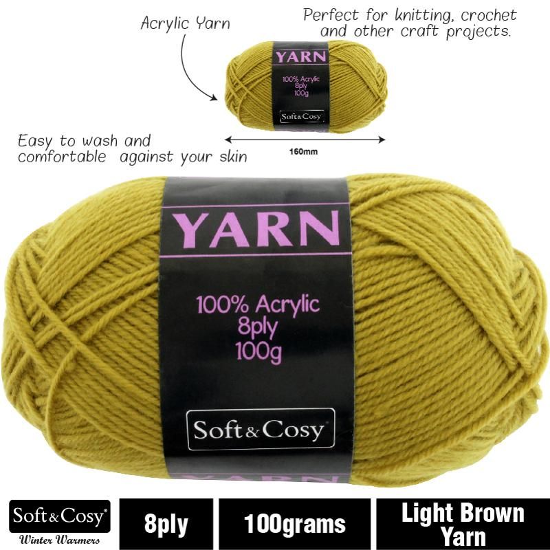 Light Brown Acrylic Yarn - 100g