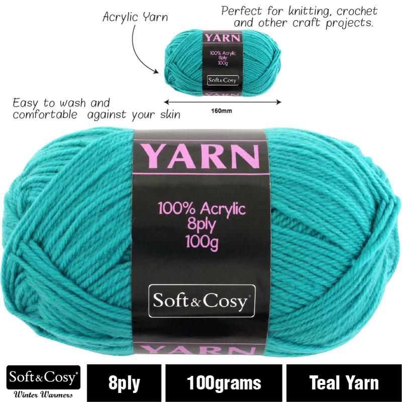Teal Acrylic Yarn - 100g