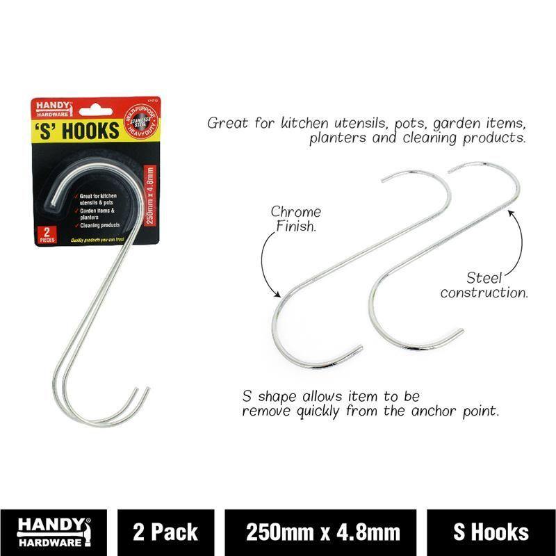 2 Pack S Hooks - 25cm - The Base Warehouse