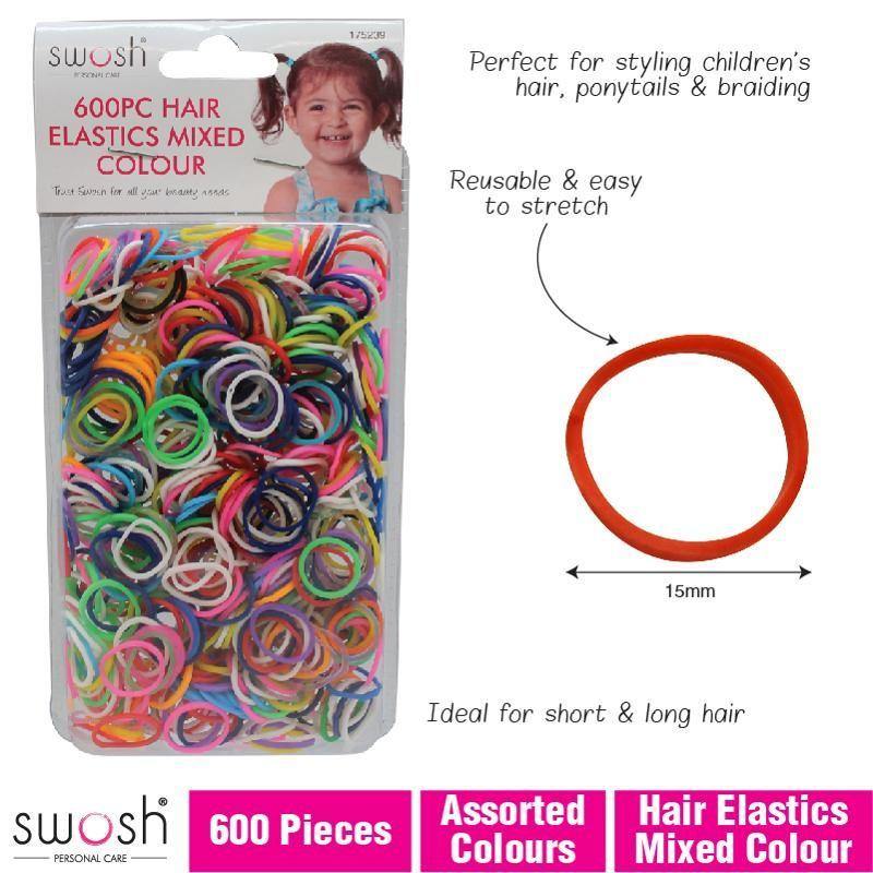 600 Pack Mixed Hair Elastics - The Base Warehouse
