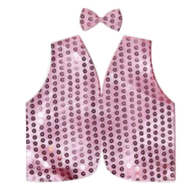 Pink Sequin Bow Tie & Vest Set