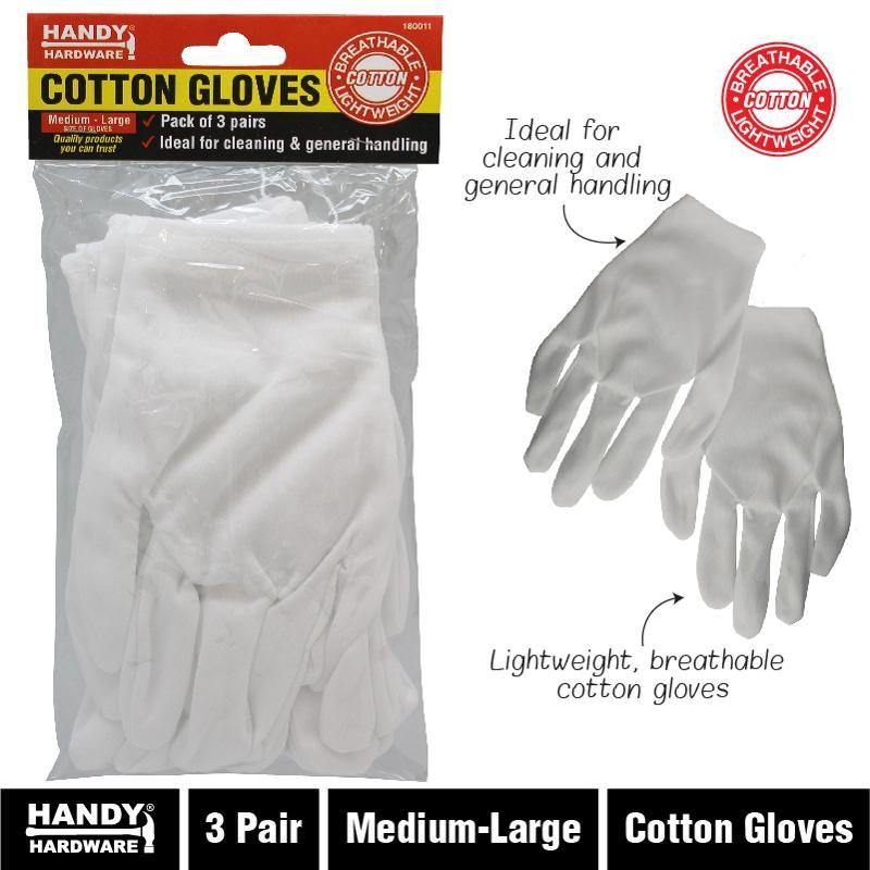 White Breathable Gloves - 3 Pairs - The Base Warehouse