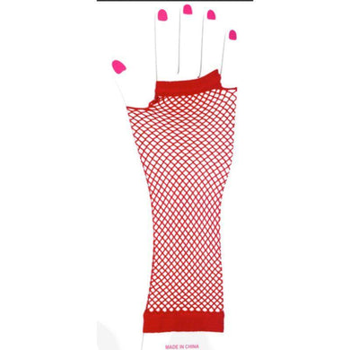 Red Long Fishnet Glove - The Base Warehouse