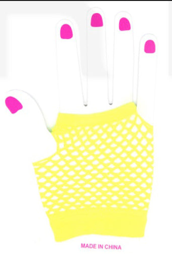 Adults Yellow Short Fishnet Glove
