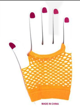 Adults Orange Short Fishnet Glove - The Base Warehouse