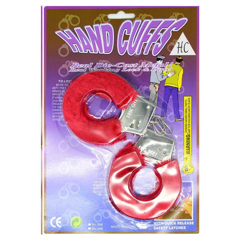 Red Fluffy Handcuffs - The Base Warehouse