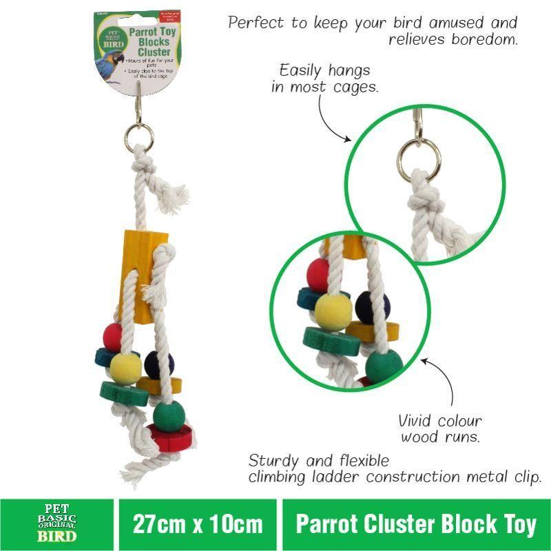 Parrot Cluster Block Toy - 27cm x 10cm - The Base Warehouse