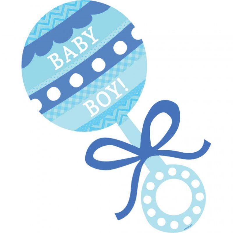 Baby Shower Blue Baby Boy Rattle - 38cm x 19cm - The Base Warehouse