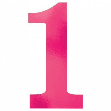 6 Pack Small Foil Board Pink Number 1 Cutouts - 23cm - The Base Warehouse
