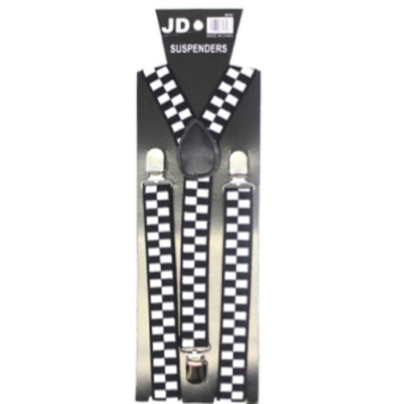 White Checkered Pattern Suspender