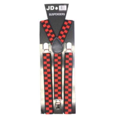 Red Checkered Pattern Suspender - The Base Warehouse