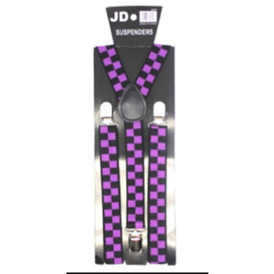 Purple Checkered Pattern Suspender - The Base Warehouse