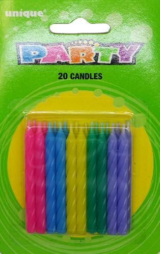 20 Pack Pastel Spiral Candles - The Base Warehouse