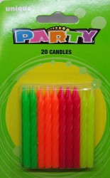20 Pack Assorted Colours Neon Spiral Candles
