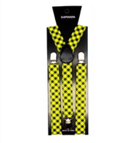 Yellow & Black Checkered Suspenders