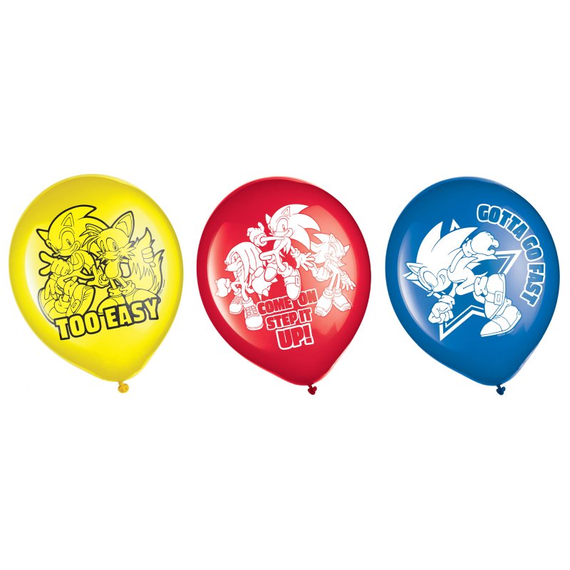 6 Pack Sonic The Hedgehog Latex Balloons - 30cm