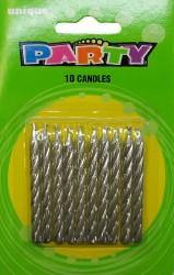 10 Pack Silver Spiral Candles - The Base Warehouse