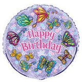 Load image into Gallery viewer, Happy Birthday Fluttering Butterflies Round Foil Balloon - 45cm - The Base Warehouse
