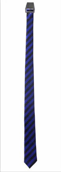 Long Blue Slim Tie with Stripe