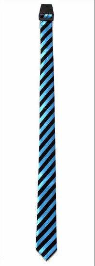 Long Light Blue Slim Tie with Stripe