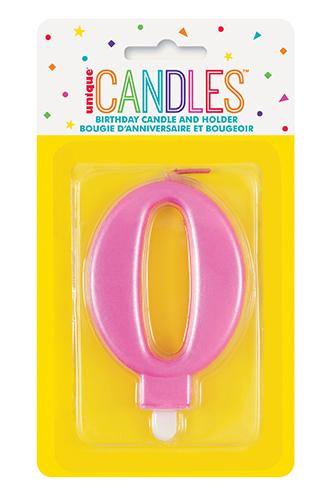 Metallic Pink Birthday Candle - #0 - The Base Warehouse