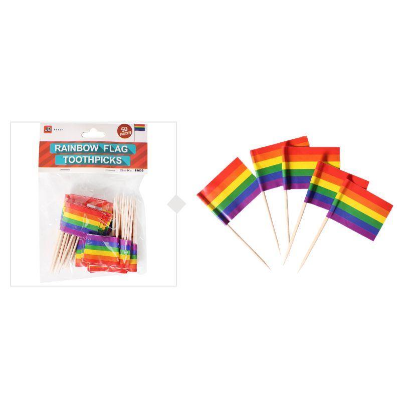 50 Pack Rainbow Mardi Gras Toothpicks - The Base Warehouse