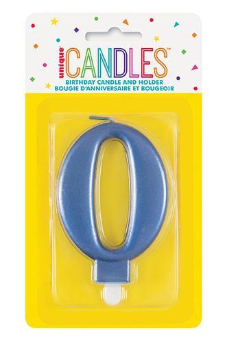 Metallic Blue Birthday Candle - #0 - The Base Warehouse
