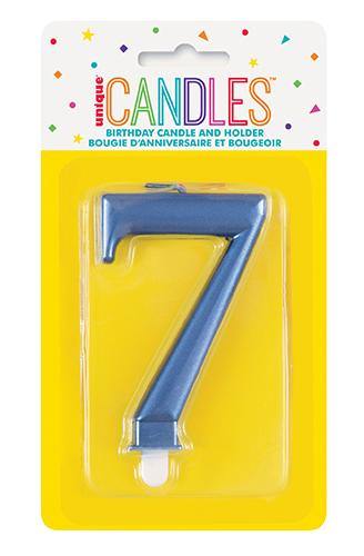 Metallic Blue Birthday Candle - #7 - The Base Warehouse