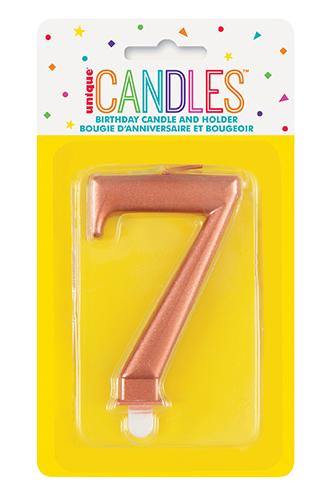 Metallic Rose Gold Birthday Candle - #7 - The Base Warehouse