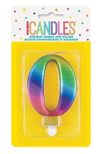 Metallic Rainbow Birthday Candle - #0 - The Base Warehouse